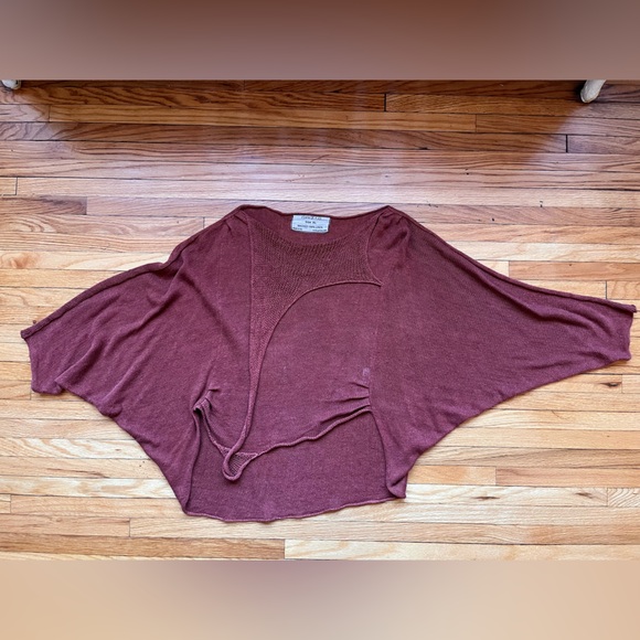 Textured rust-colored linen knit top - Picture 2 of 3